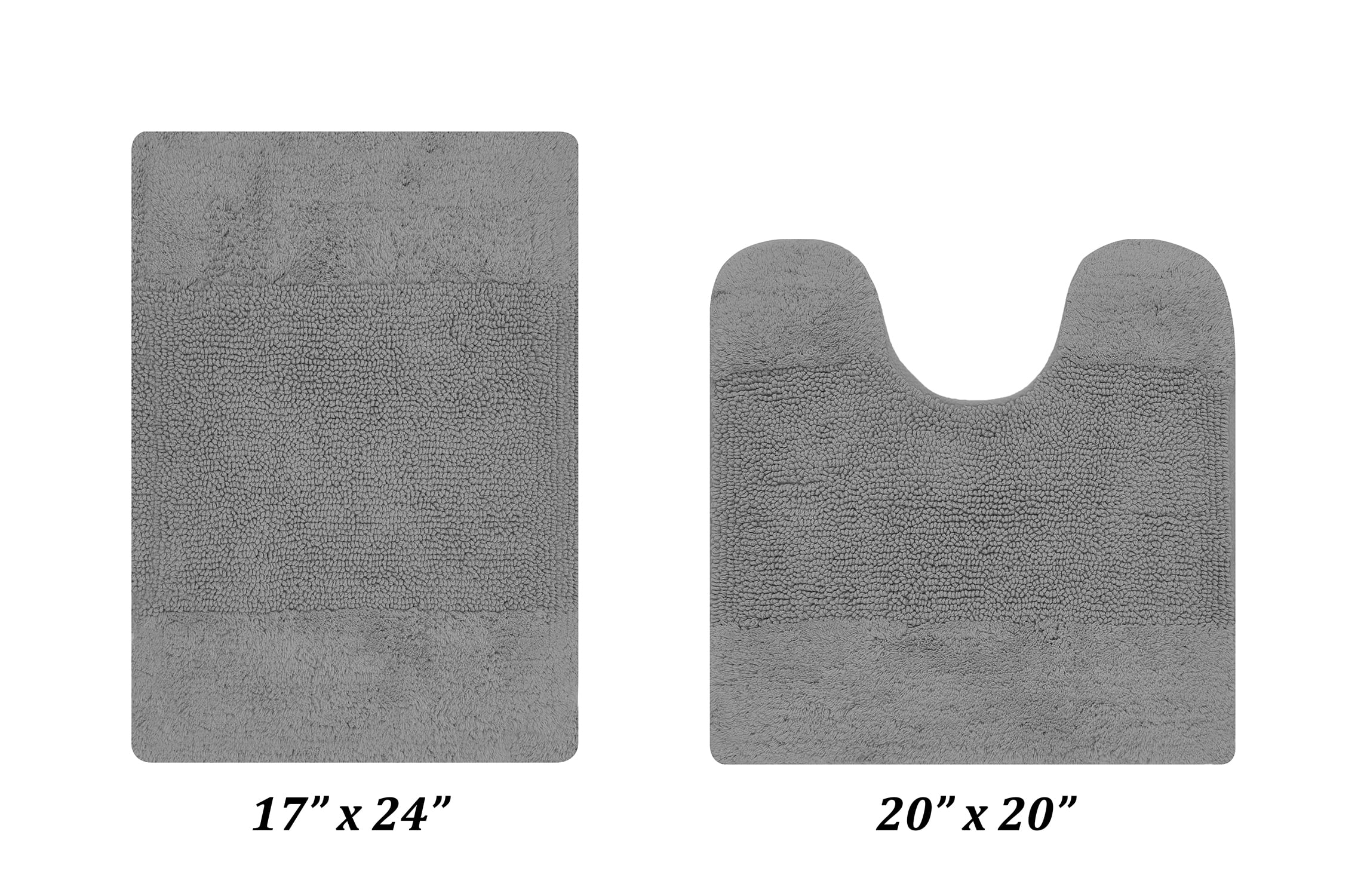 Better Trends 2 Piece Bathroom Rug Set, 100% Cotton, Extra Soft Tufted Bath Mat, Water Absorbent & Non Slip Bath Rug, (Gray) Granada Collection