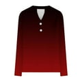 thumbnail image 6 of ManxiVoo Women's Ombre Long Sleeve Button Down Shirt Casual Comfort Fit Gradient Color Stylish Blouse Versatile Tops for Women XXL Size Wine, 6 of 6