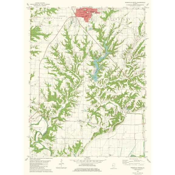 Topographical Map - South Rushville Illinois Quad - USGS 1981 - Vintage Wall Art