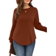 thumbnail image 5 of WIHOLL Sweatshirt for Women Crewneck Long Sleeve Shirts Curved Hem Lightweight Sweaters Fall Clothes, 5 of 10