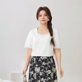 thumbnail image 3 of Lace square neck puff sleeve top, 3 of 13