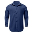 thumbnail image 3 of Mens Shirt Breathable Blend Button Down Lightweight Long Sleeve Mens Athletic Tops,Dark Blue,XL, 3 of 3