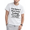 thumbnail image 1 of Camiseta de manga corta con cuello redondo y estampado "Lo siento, te lastimé cuando te llamé estúpido" para hombre, camiseta de moda de corte regular para vacaciones de primavera y verano. Camisetas, 1 of 7
