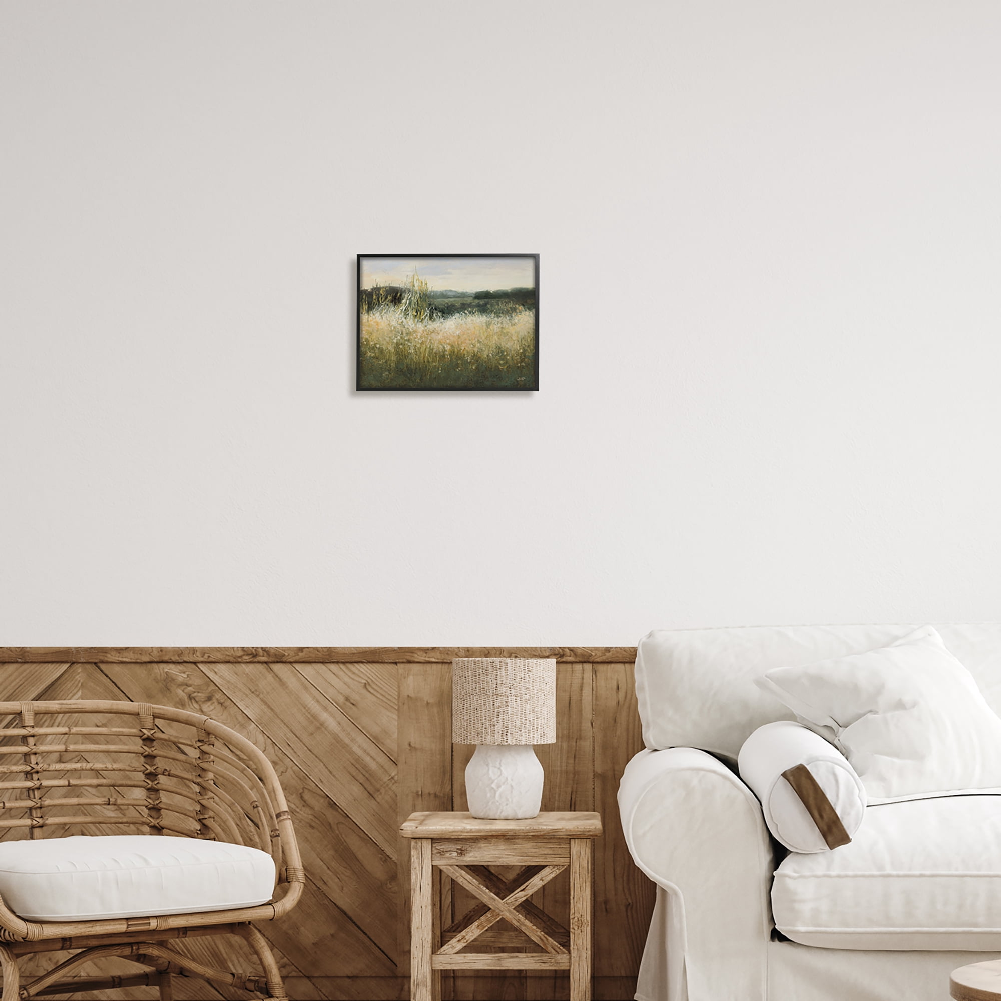 Stupell Industries Abstract Grassland Landscape Abstract Painting Black Framed Art Print Wall Art, 14 x 11