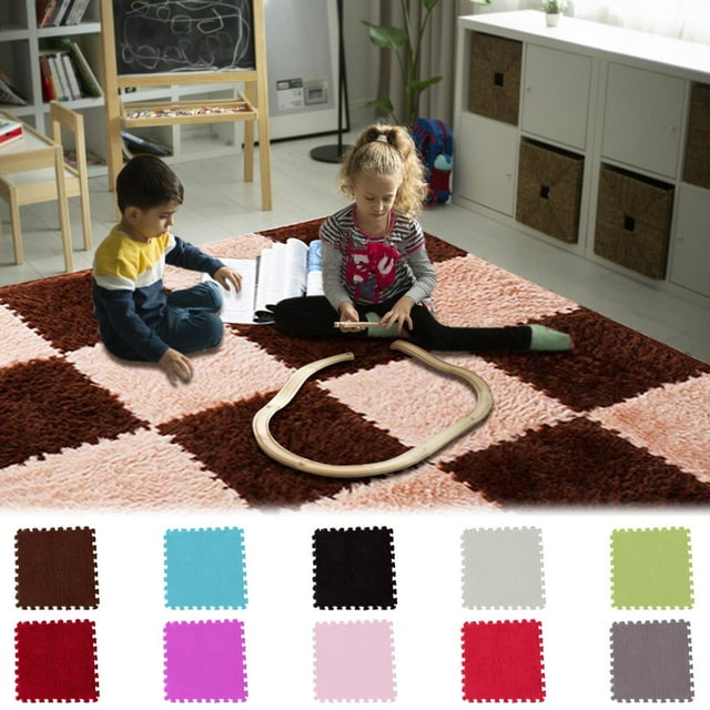 Sentmoon Kitchen Rugs Non Slip Washable Outdoor Rugs 30x30cm Kids Carpet Foam Puzzle Mat Velvet Baby Eco Floor for Office, Dorm Room, and Rental Apartments