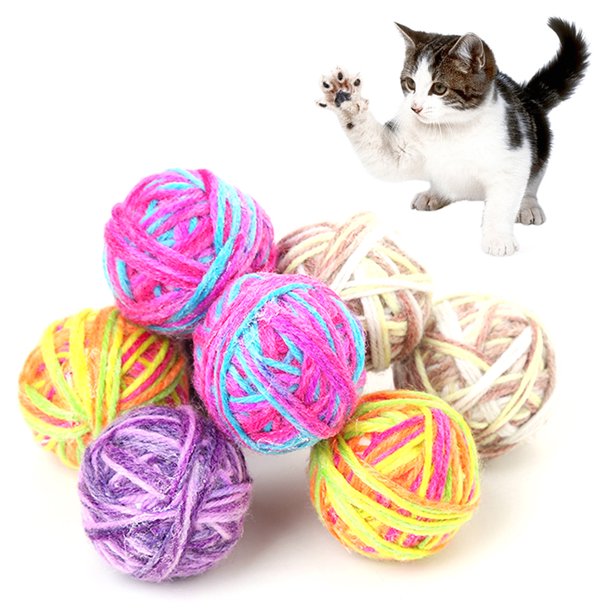 SPRING PARK Pet Cat Kitten Bell Games Woolen Yarn Ball Exercise Toys