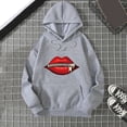 thumbnail image 3 of Zipper Lips Graphic Hoodies for Women Fall Winter Long Sleeve Casual Oversized Hooded Sweatshirt Pullover with Pockets, 3 of 4