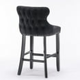 thumbnail image 6 of Velvet Counter Stools Bar Stools Set of 2 Barstools Contemporary Upholstered Wing-Back with Button Tufted Decoration and Wooden Legs and Chrome Nailhead Trim Leisure Style Bar Chairs, 6 of 23