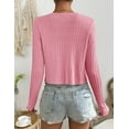 thumbnail image 4 of Women's Tie Front Long Sleeve Rib Knit Shrug Sweaters Cardigan Crop Top, 4 of 5