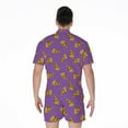 thumbnail image 2 of Purple Pizza Pattern Short Sleeve Men'S Rompers, Food Lover Casual Summer Jumpsuits Outfit, 2 of 4