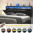 thumbnail image 7 of Dextrus Queen Size LED&Upholstered Headboard Bed Frame, No Box Spring Needed, Grey, 7 of 7