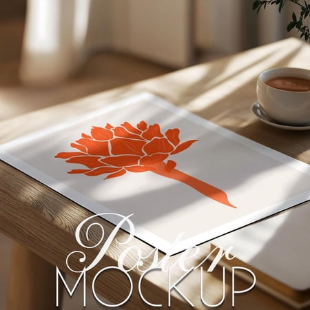Vertical Poster Mockup Close Up Detail Mockup Elegant Cozy Mockup Portret Horizontal Mock Up DIN A Ratio PSD Photoshop Photopea Template, Unframed Paper Poster 8x10in
