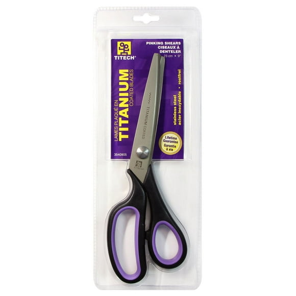 TITECH Pinking Shears, Titanium-Plated, 9" (22.9 cm), Comfort Grip, 9"