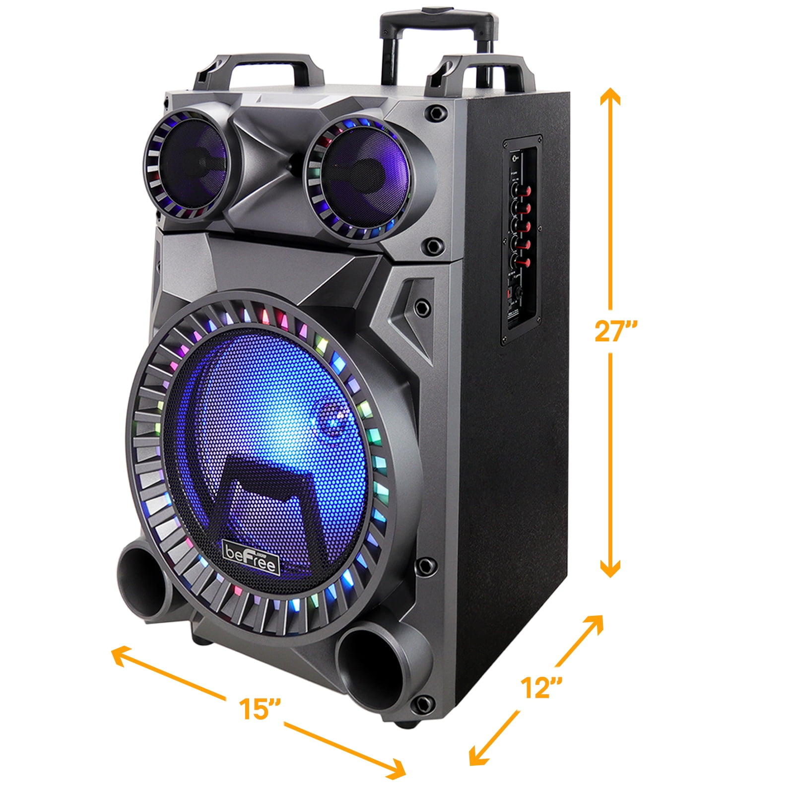 beFree Sound Rechargeable 12 Inch Bluetooth Portable Party Speaker with PA System, FM Radio and USB/TF Inputs