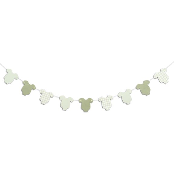 Baby Clothes Banner - Short Sleeve Onesies Bodysuits For Baby Shower,Bodysuits Clothesline Birthday Party Banner,Gender Reveal Neutral Party Supplies (cloth green)