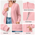 thumbnail image 5 of Women's Fleece Full Zip Sweatshirt Jackest - Long Sleeve Zipper No Hood Coat Outerwear - Fall Fashion Versatile Jackets with Pockets, 5 of 9