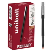 uniball Roller Rollerball Pens, Micro Point (0.5mm), Red Ink, 12 Count