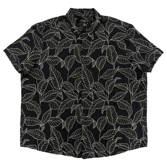 Shaquille O'Neal XLG Big & Tall Mens Black Floral Stitch Woven Shirt LT