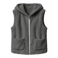 thumbnail image 3 of Winter Jacket Women Baeitkot Sleeveless Hooded Fleece Vest with Pockets for Winter Layering Daily Wear Gray S, 3 of 6
