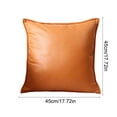 thumbnail image 3 of Dtchengua Modern Solid Color Throw Pillow - Faux Leather Decorative Pillow for Sofa & Bed, Mid-Century Style Accent Cushion, 18x18 Inch, Easy to Clean(Orange), 3 of 6