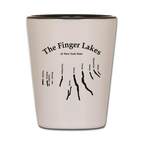 CafePress - Finger Lakes Logo - White/Black Shot Glass, Unique and Funny Shot Glass
