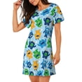 thumbnail image 2 of Fuzoiu Cartoon Monster Print Women Nightgowns, Soft Comfy Lightweight Short Sleeves Sleepwear,Crew Neck Loungewear, 2 of 6