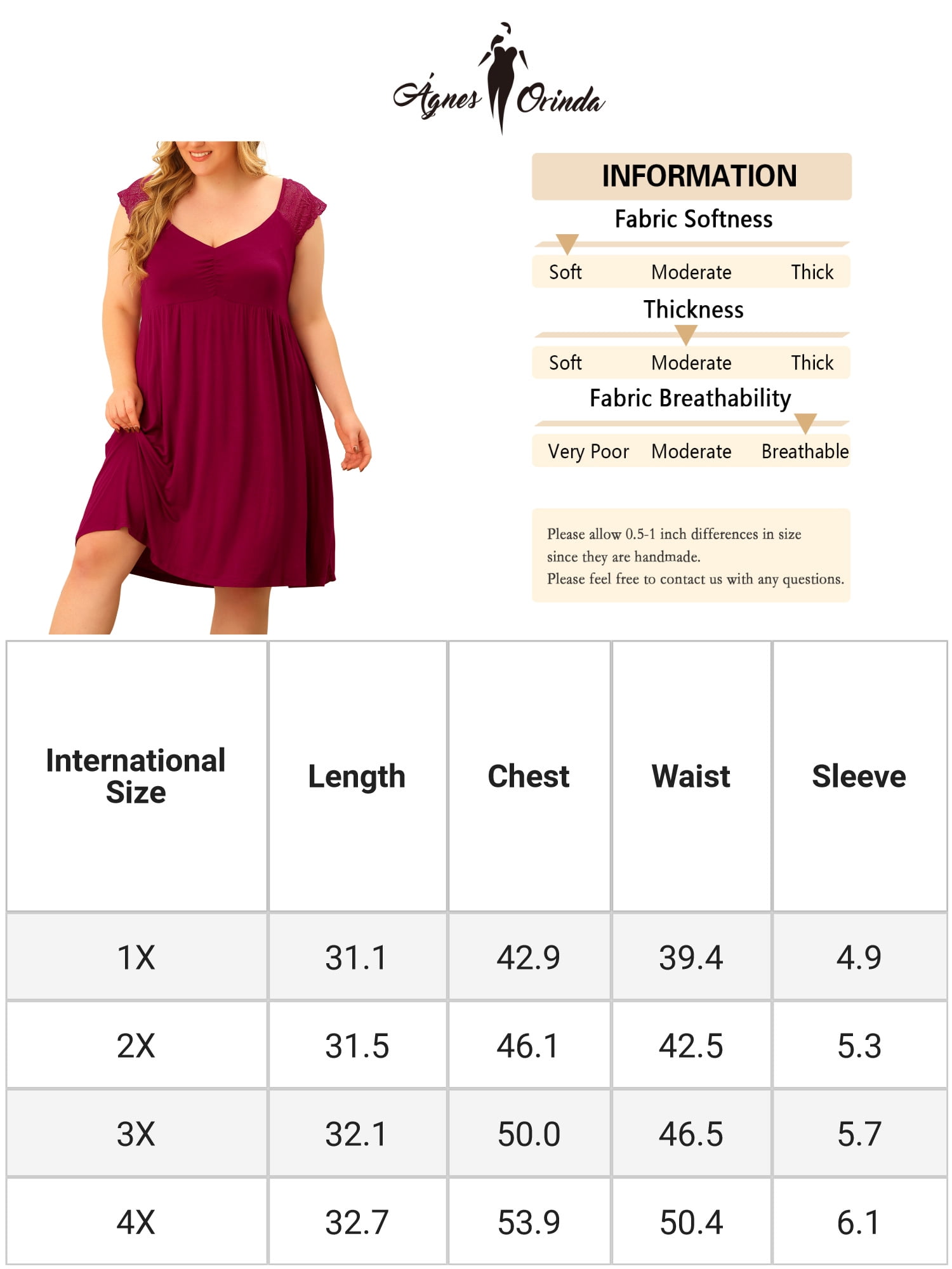 Unique Bargains Women's Plus Size Nightgown Sleepwear Lace Cap Sleeve Loungewear