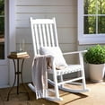 thumbnail image 2 of PetFurnishn Outdoor Rocking Chair Oversized Wooden Patio Chairs with Widened Armrest High Back Porch Rocker for Lawn, Garden, Backyard, Fire Pit (White), 2 of 7