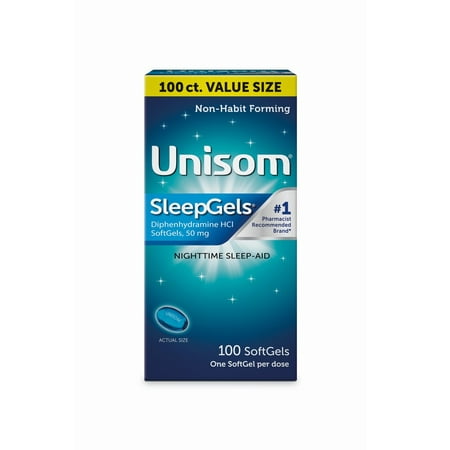 Unisom SleepGels SoftGels, Sleep-Aid, Diphenhydramine HCI, 100 Ct
