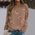 thumbnail image 2 of Fsqjgq Womens Football Sequin Rugby Sweatshirt Game Day Y2K Crewneck Oversized Hoodies Long Sleeve Pullover Tops Blouse Khaki M, 2 of 5