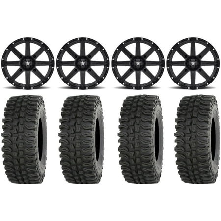MSA Black Clutch 14 UTV Wheels 28 BDC Tires Can-Am Maverick X3 / Honda Pioneer 1000 / Talon