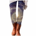thumbnail image 4 of Endives Women's Legging High Waisted Milky Way Print Stretchy Yoga Legging Workout Pants Casual Daily Wear Purple, 4 of 7
