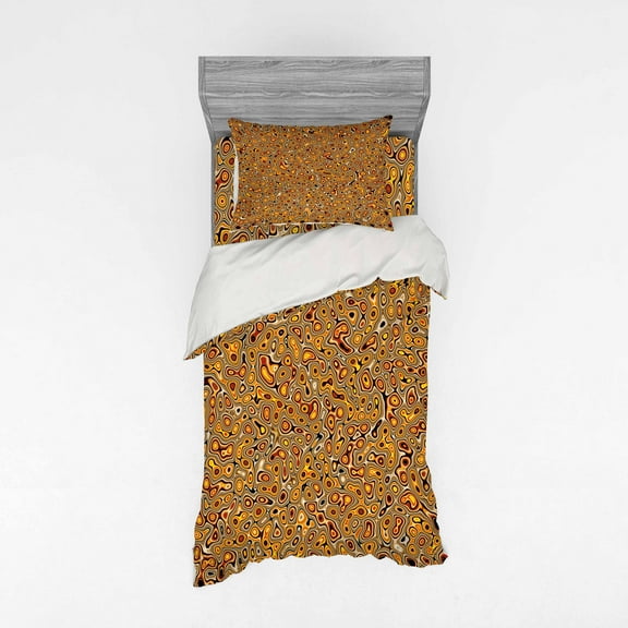Ambesonne Psychedelic Bedding Set 3 Pcs, Hallucinatory Plasma, Twin, Orange Brown