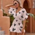 thumbnail image 2 of Pink Background Dark Hearts Pattern Beach Cover Ups Women V Neck Short Sleeve Dress Coverups Beachwear, 2 of 6