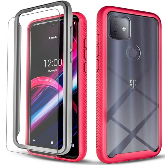 iPhone 13 Pro Case, [Not Fit iPhone 13 Pro Max] With [Tempered Glass Screen Protector Included] 12 Feet Drop Test Shockproof Transparent Back Cover (Pink)