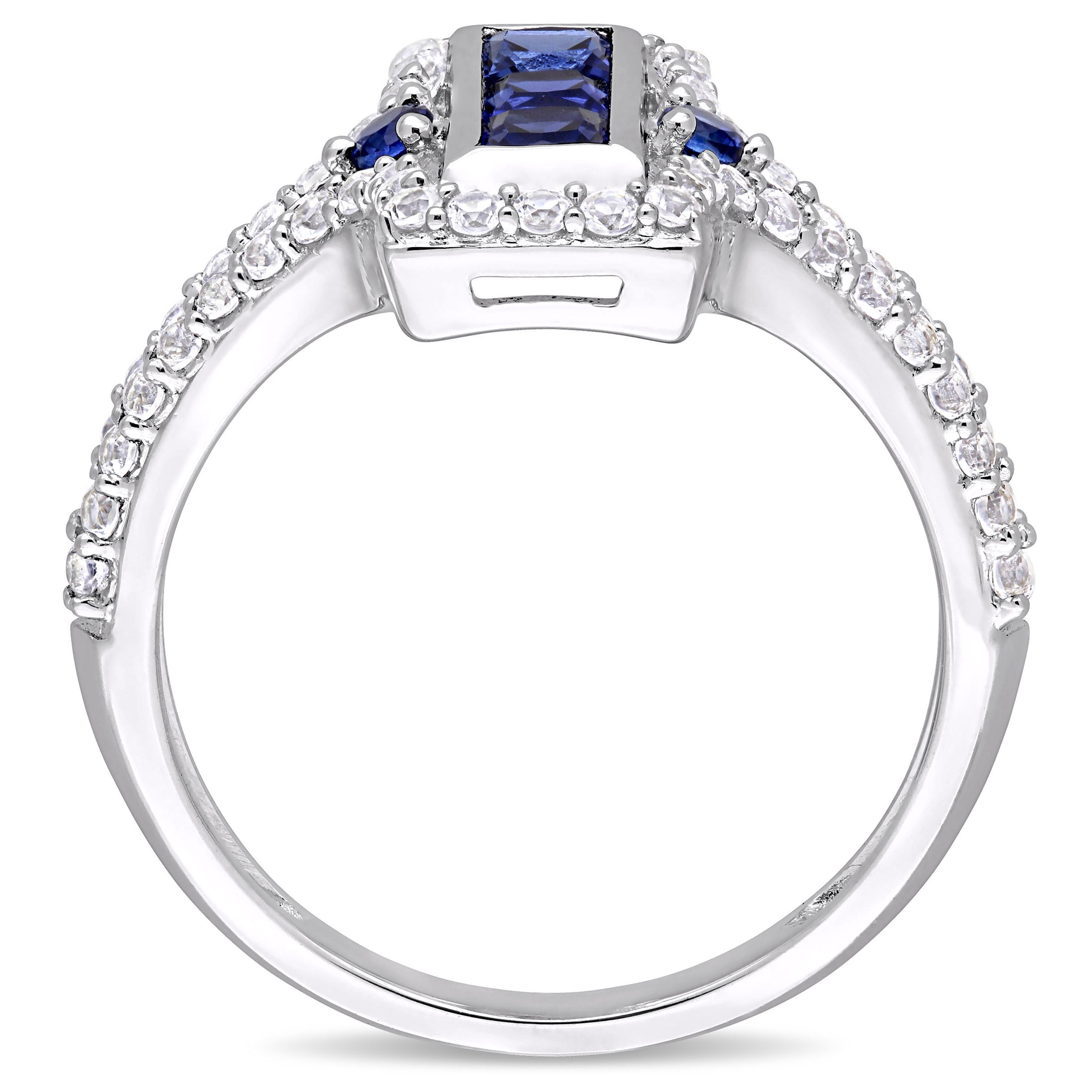 Everly Women's Created Sapphire Sterling Silver Engagement Ring