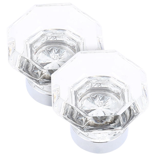 2Pcs Clear Knobs Furniture Door Knob Octagon Artificial Crystal Drawer Pull Knob for Kitchen Office