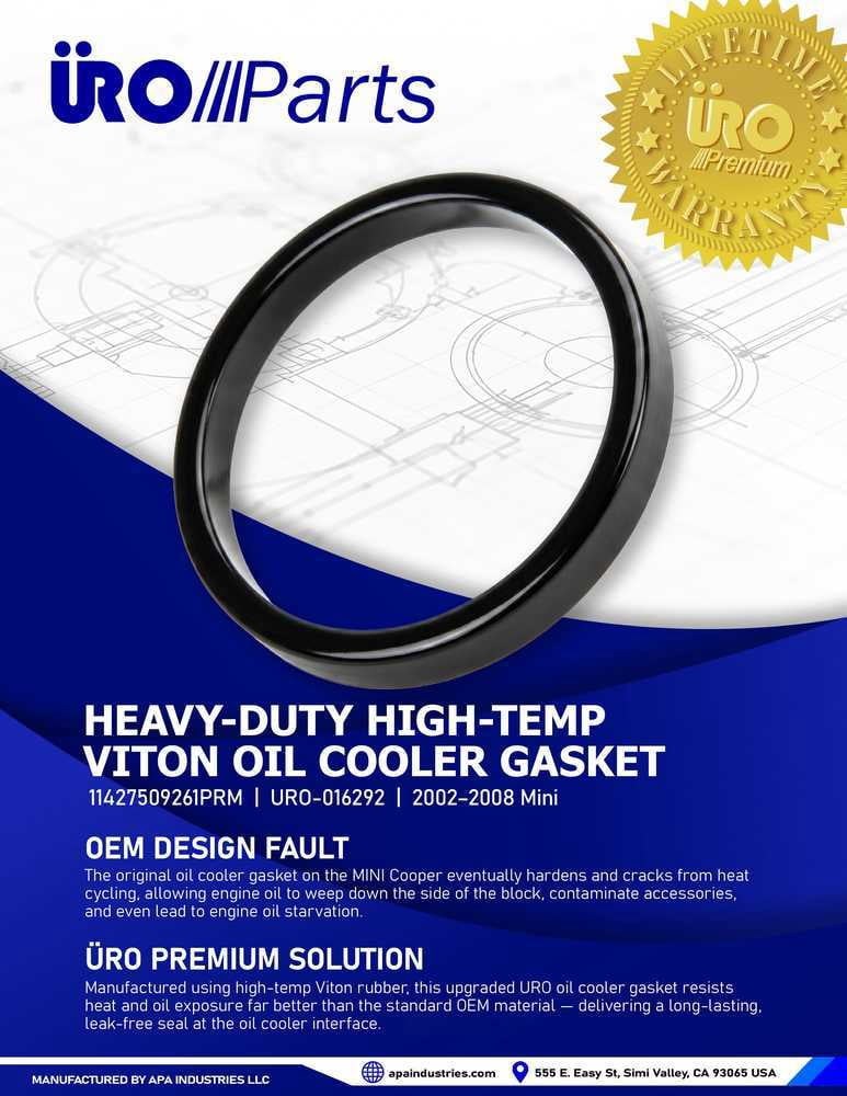 URO Parts 11427509261PRM Upgraded Viton Gasket to withstand greater temperatures and last longer