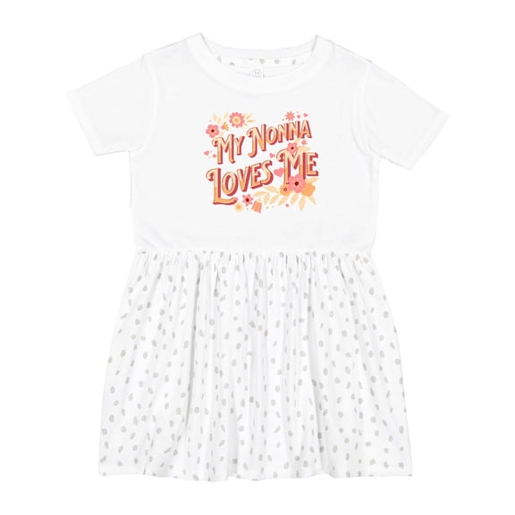 Inktastic Nonna Loves Me Granddaughter Flowers Girls Toddler Dress