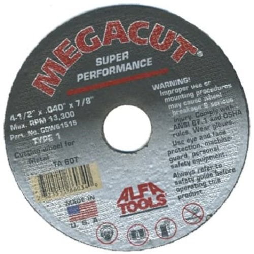 Alfa MegaCut Cutting Wheel for Metal 4-1/2x.040x7/8 (25 per Pack) #COW61515