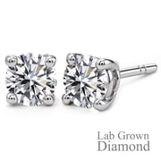 JeenMata Lab Grown Diamond Earrings 0.50 Carat Round Cut 18K White Gold Plated Solitaire Studs for Women