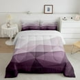 thumbnail image 2 of jejeloiu 3D Geometric Full Size Comforter Sets,White Purple Ombre Effects Bedding Comforter Set,Modern Minimalism Art Bedding Sets For Men Women,Super Cozy Room Decor Reversible,3pcs, 2 of 8