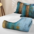thumbnail image 4 of Castle Fairy Abstract Watercolor Artwork Twin Quilt Set 2 Pieces,Vintage Aesthetics Twin Coverlet Set,Teal Rust Navy,1 Bedspread and 1 Pillowcase, 4 of 7