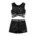 thumbnail image 3 of TiaoBug Kids Girls Sequins Dance Athletic Outfit Sleeveless Tank Jazz Crop Top with Shorts Set Black 14, 3 of 5