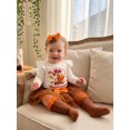 thumbnail image 4 of Lairauiy Infant Baby Girl Thanksgiving Clothes Set 0-18 Months Letters Romper with Skirt Headband Stockings Outfits, 4 of 8