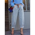 thumbnail image 3 of Pantalones vaqueros elegantes, holgados, holgados, estilo novio, para mujer, azules, 3 of 7