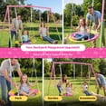 thumbnail image 6 of Hommoo 2 Pcs Swing Set with Saucer Swing Seat & Belt Swings Seat, Swing Set with Heavy-Duty A-Frame Metal Outdoor Swing Stand, for Backyard, Pink, 6 of 7