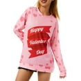 thumbnail image 5 of Women's Valentine Day Heart Printed Sweatshirt Casual Tie Dye Long Sleeve Crewneck Pullover Top Oversized Shirt, 5 of 6