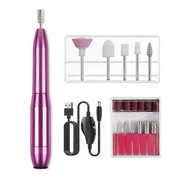 Taladro eléctrico para uñas de gel acrílico, lima de uñas eléctrica portátil, kit de manicura y pedicura con brocas y bandas de lijado.