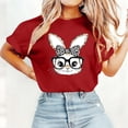 thumbnail image 4 of Alkepwun Easter Shirts for Women Casual Short Sleeve Crewneck Rabbit Print Summer Tops Lightweight Soft Comfort Breathable Vintage Boho Loose Tees, 4 of 5
